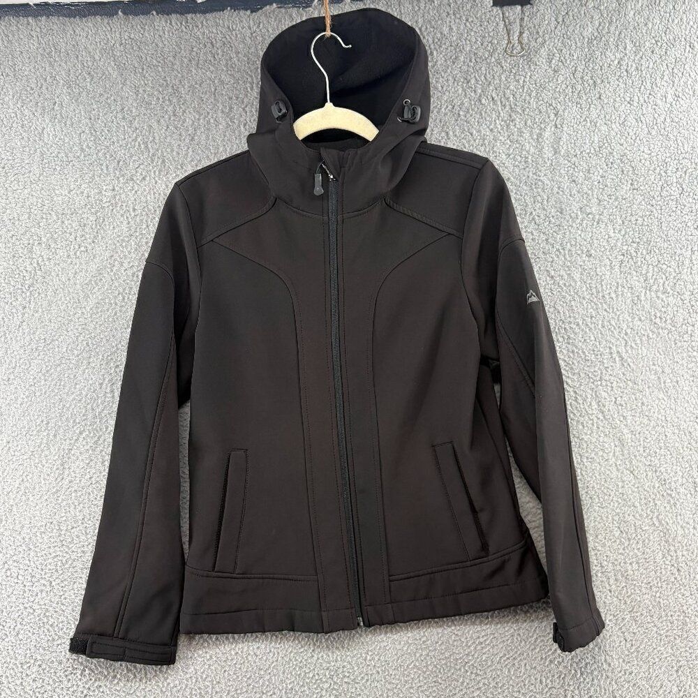 Snozu softshell hooded jacket size small in black
